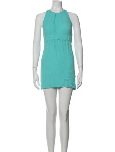 Pre-owned Kate Spade Halterneck Mini Dress In Blue