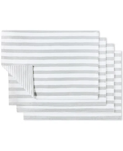 Kate Spade Hand Painted Shirting Stripe Placemat 13" X 19", Set Of 4 In Gray