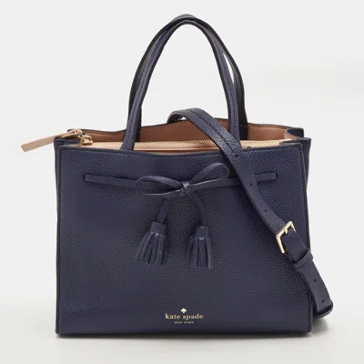 Pre-owned Kate Spade Hayes Street Navy Blue Leather Tote