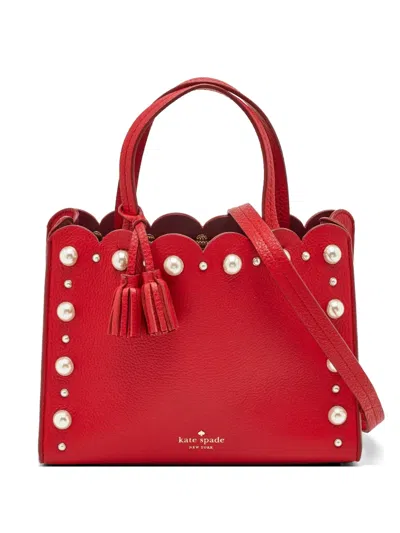 Pre-owned Kate Spade Hayes Street Pearl Sam Tote Bag In Red