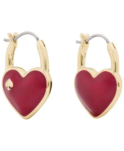 Kate Spade Heart & Spade Cubic Zirconia Huggies Earrings In Red