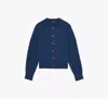 Kate Spade Nell Heart Button Wool-cashmere Cardigan In Planetary Navy