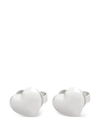Kate Spade Heart Stud Earrings In Metallic