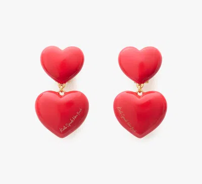 Kate Spade Heart You Double Drop Earrings In Red