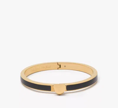 Kate Spade Heart You Enamel Hinged Bangle In Black/gold
