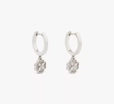 Kate Spade Heritage Bloom Huggie Drop Earrings In Clear/silver