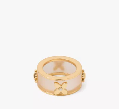 Kate Spade Heritage Bloom Ring In Clear/gold