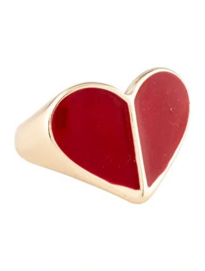 Pre-owned Kate Spade Heritage Spade Enamel Heart Ring In Multicolor