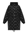 Kate Spade Polka Dot-print Parka Coat In Black
