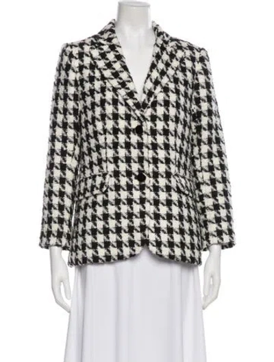 Pre-owned Kate Spade Houndstooth Print Blazer In Multi