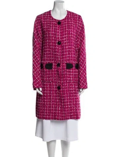 Pre-owned Kate Spade Houndstooth Print Coat In Pink