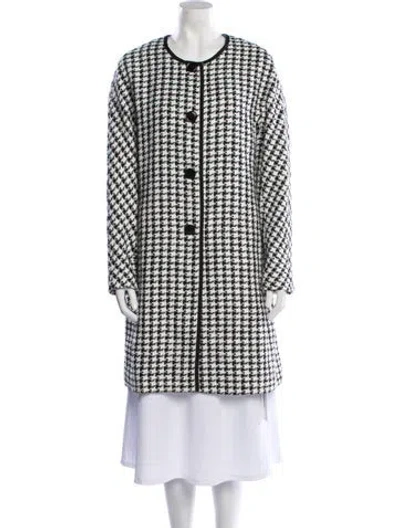 Pre-owned Kate Spade Houndstooth Print Coat W/ Tags In Black