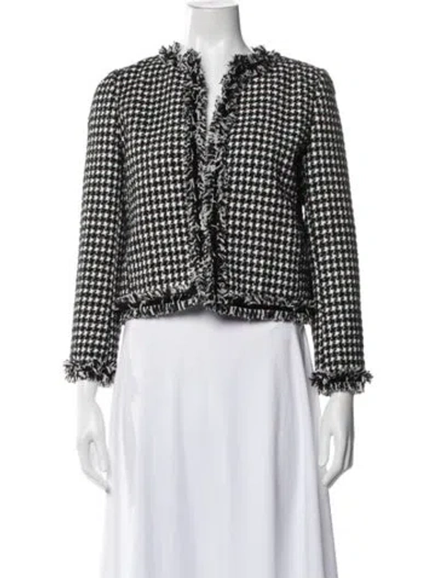 Pre-owned Kate Spade Houndstooth Print Jacket In Black