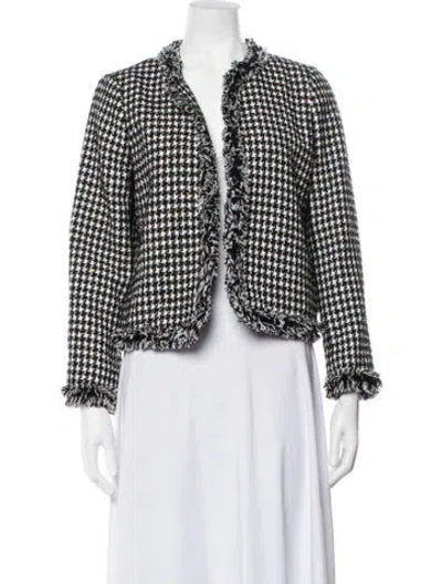 Pre-owned Kate Spade Houndstooth Print Jacket In Black