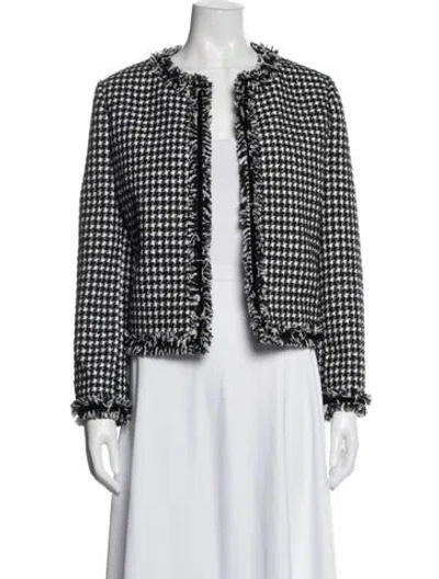 Pre-owned Kate Spade Houndstooth Print Jacket W/ Tags In Black