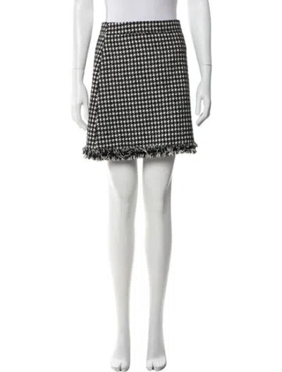 Pre-owned Kate Spade Houndstooth Print Mini Skirt In Black