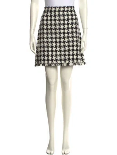 Pre-owned Kate Spade Houndstooth Print Mini Skirt W/ Tags In Neutral