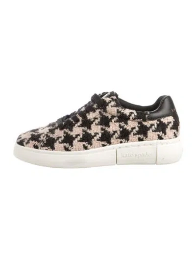 Pre-owned Kate Spade Houndstooth Print Sneakers In Black/neutrals