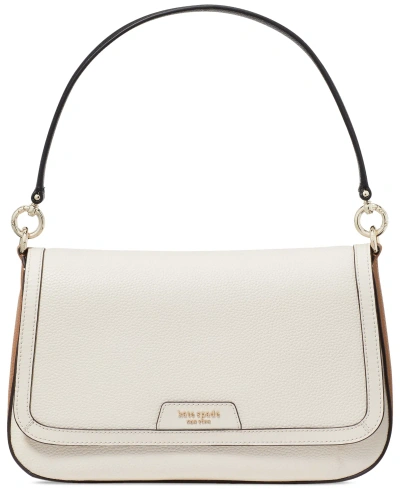 Kate Spade Hudson Colorblocked Pebbled Leather Flap Small Shoulder Bag In Parchment Multi