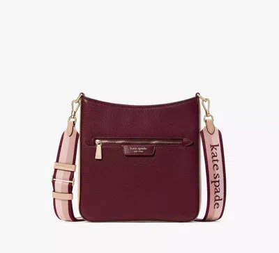 Kate Spade Hudson Colorblocked Pebbled Leather Large Messenger Crossbody In Cherry Juice
