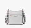 Kate Spade Hudson Colorblocked Pebbled Leather Large Messenger Crossbody In Stone Path