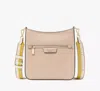 Kate Spade Hudson Colorblocked Pebbled Leather Large Messenger Crossbody In Timeless Taupe