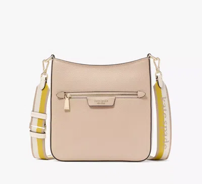 Kate Spade Hudson Colorblocked Pebbled Leather Large Messenger Crossbody In Timeless Taupe