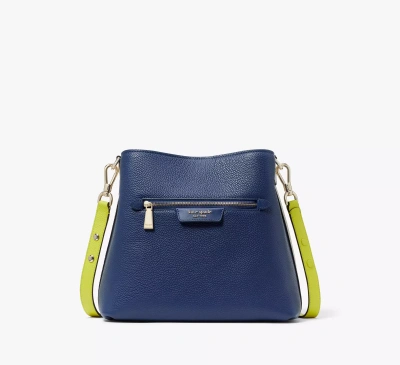 Kate Spade Hudson Colorblocked Pebbled Leather Shoulder Bag In Blue