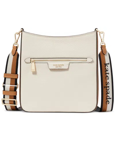 Kate Spade Hudson Colorblocked Pebbled Leather Small Messenger Crossbody In Parchment