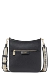 Kate Spade Hudson Pebble Leather Messenger Bag In Black