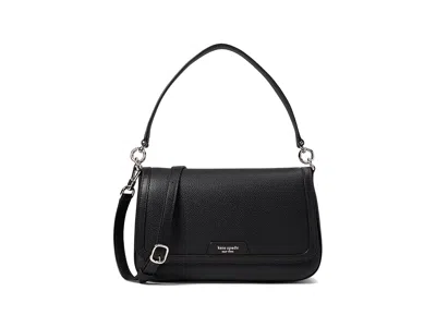 Kate Spade Hudson Pebbled Leather Flap Shoulder Bag Shoulder Handbags Black: One Size