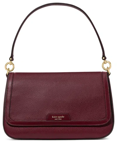 Kate Spade Hudson Small Pebbled Leather Flap Shoulder Bag In Burgundy