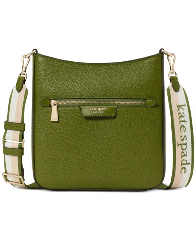 Kate Spade Hudson Small Pebbled Leather Messenger Crossbody In Green
