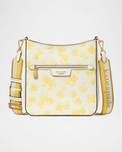 Kate Spade Hudson Spring Pansies Leather Messenger Crossbody Bag