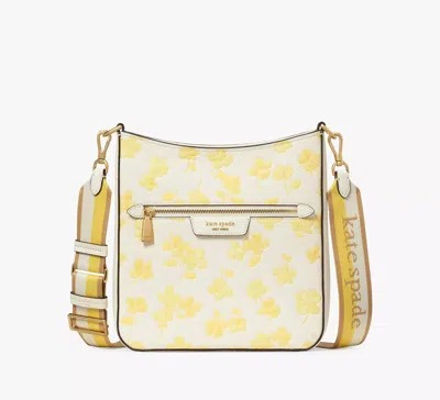 Kate Spade Hudson Spring Pansies Messenger Crossbody Bag In Yuzu Jam