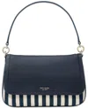 Kate Spade Hudson Striped Canvas Leather Flap Small Shoulder Bag In Parisian N
