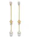 Kate Spade Imitation Pearl And Cubic Zirconia Chain Linear Earrings In Multi