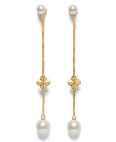 KATE SPADE IMITATION PEARL AND CUBIC ZIRCONIA CHAIN LINEAR EARRINGS