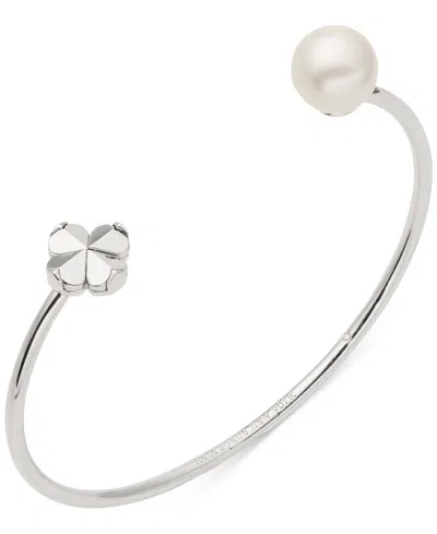 Kate Spade Imitation Pearl And Cubic Zirconia Flower Bracelet (also In Gold-tone) In Silver