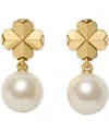 Kate Spade Imitation Pearl And Cubic Zirconia Flower Drop Earrings In Gold