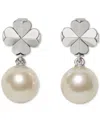 Kate Spade Imitation Pearl And Cubic Zirconia Flower Drop Earrings In Silver