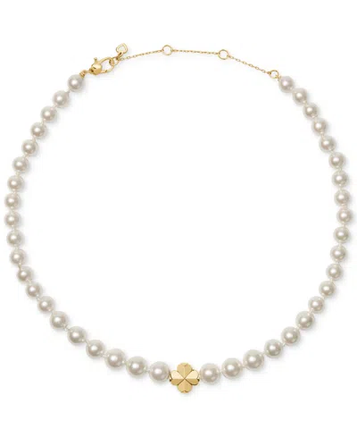 KATE SPADE IMITATION PEARL AND CUBIC ZIRCONIA FLOWER PENDANT NECKLACE