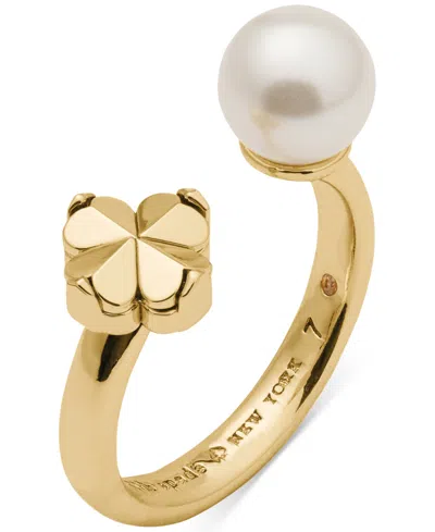KATE SPADE IMITATION PEARL AND CUBIC ZIRCONIA FLOWER RING