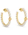 Kate Spade Imitation Pearl And Cubic Zirconia Hoop Earrings In Gold