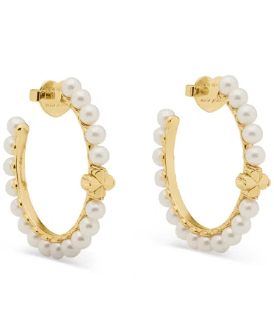 KATE SPADE IMITATION PEARL AND CUBIC ZIRCONIA HOOP EARRINGS