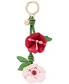 Kate Spade In The Garden Flower Leather Keychain In Pastry Pink Multi