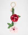 Kate Spade In The Garden Flower Leather Keychain In Pastry Pink Multi