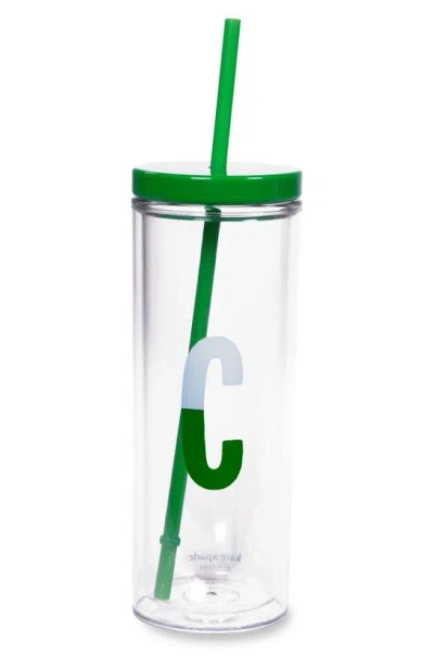 Kate Spade New York Initial 'c' 20oz. Straw Tumbler In Green
