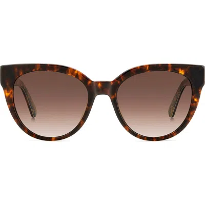 Kate Spade Javana 54mm Polarized Round Cat Eye Sunglasses In Brown