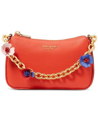 Kate Spade Jolie Novelty Flower Pebbled Leather Mini Convertible Crossbody In Red Berry